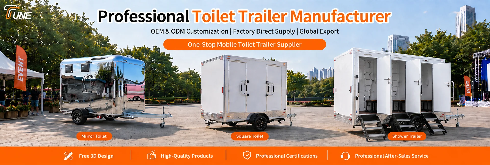 Luxuria mobile restroom trailer manufacturer Sinis - TUNE